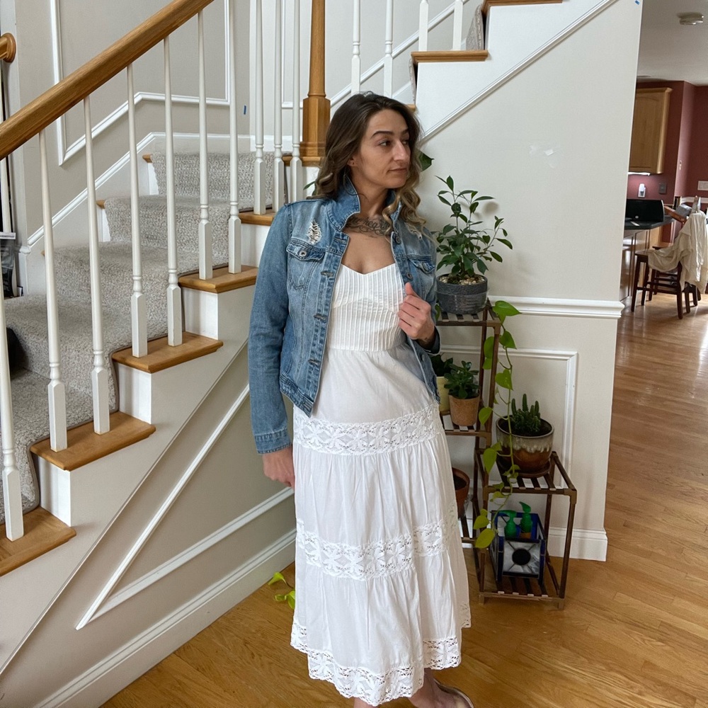Ann Taylor LOFT Petite White Gown with Corset Top